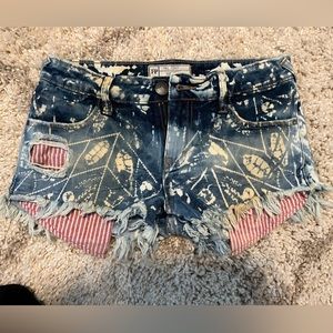 Free People Denim Shorts - Distressed & Bleached Size 25